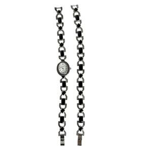 Vintage Novelle Bracelet & Watch Black and Silver Link Set